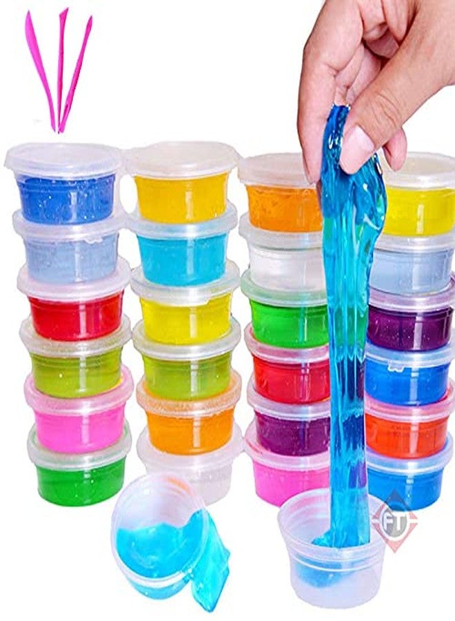 Firstly Traders DIY Slime Kit - 3D Children Jelly Clay Colour 30 Pieces Mud Slime Transparent Crystal Mud Set with Paper Straws, Sculpting Tools Party Favor Gifts - Image 1